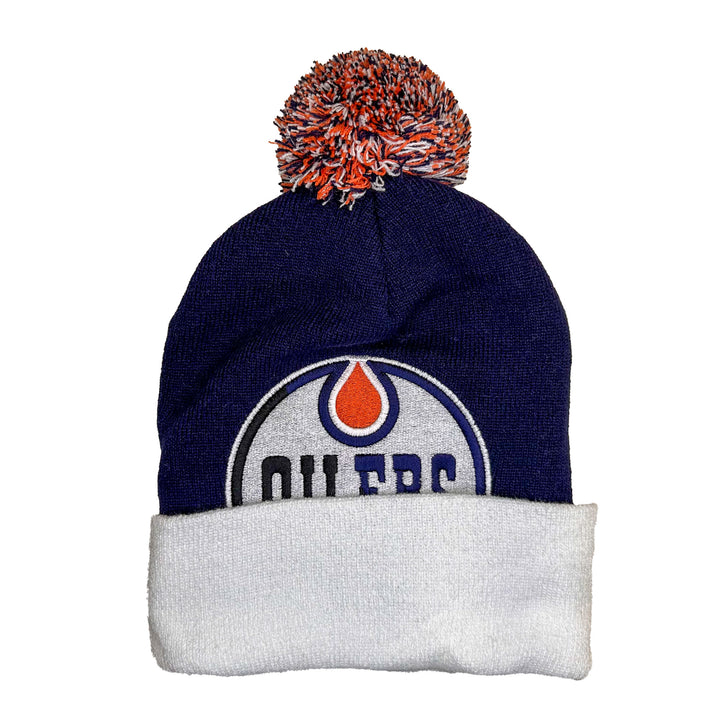 Edmonton Oilers Mitchell & Ness Navy & White Two-Tone Toque W/Pom