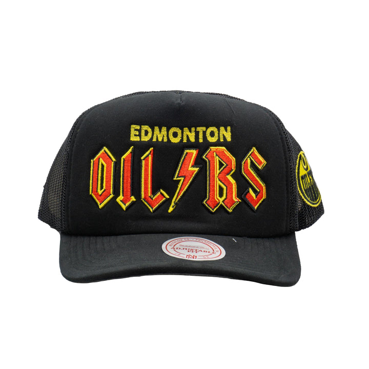 Edmonton Oilers Mitchell & Ness Black High Voltage Trucker Snapback Hat