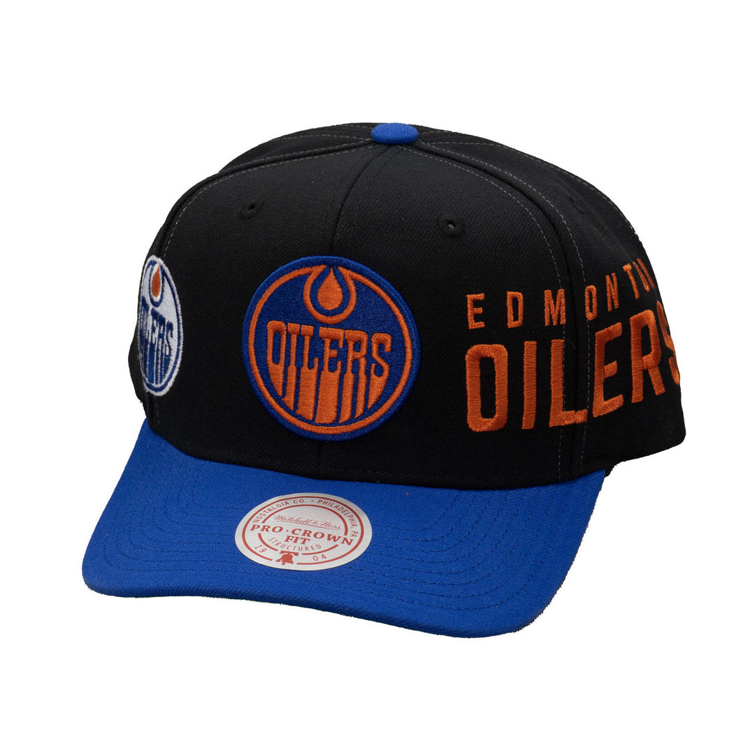 Edmonton Oilers Mitchell & Ness Black Overbite Pro Snapback Hat