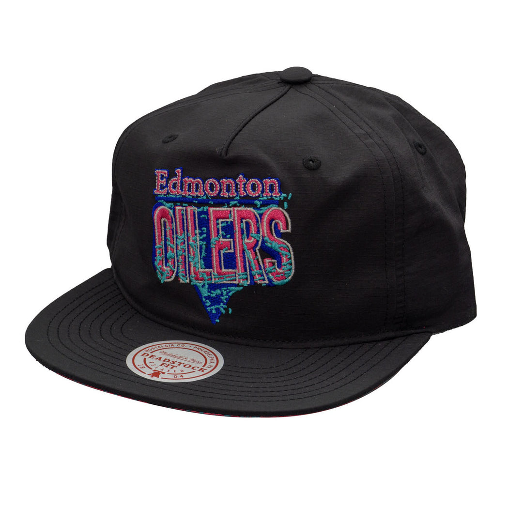 Edmonton Oilers Mitchell & Ness Black Reflective Deadstock Strapback Hat