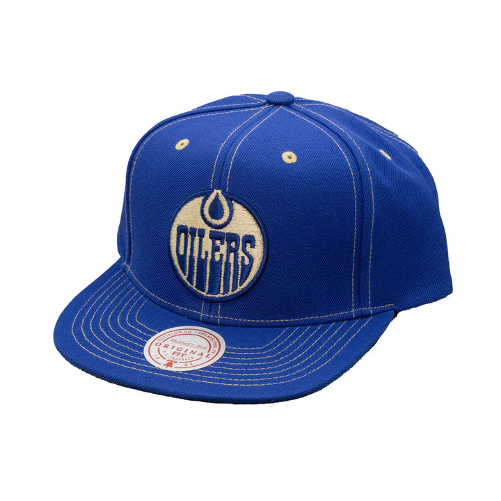 Edmonton Oilers Mitchell & Ness Blue Contrast Natural Snapback Hat