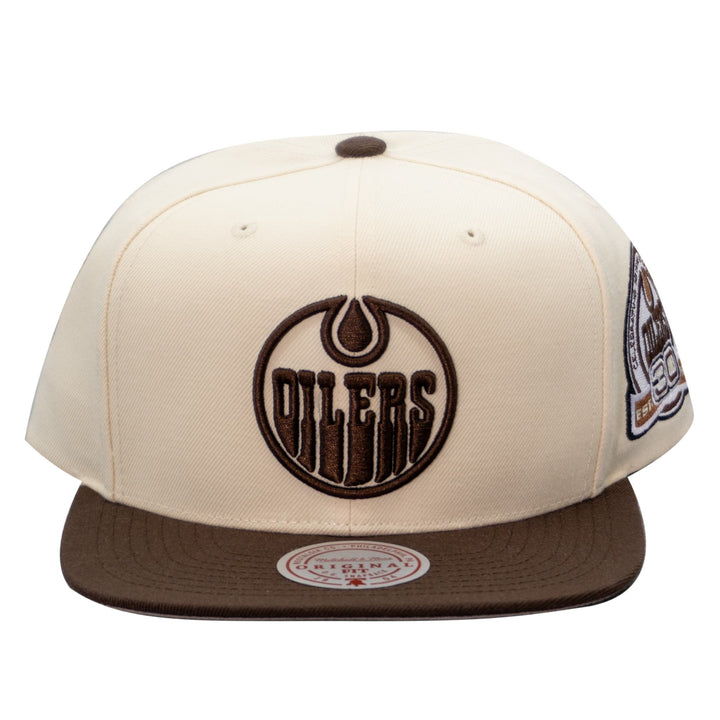 Edmonton Oilers Mitchell & Ness Cream & Brown Two-Tone Snapback Hat