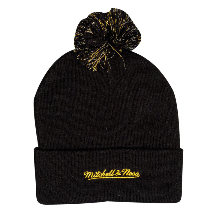 Edmonton Oilers Mitchell & Ness Golden Egg Black Cuffed Knit Toque W/Pom