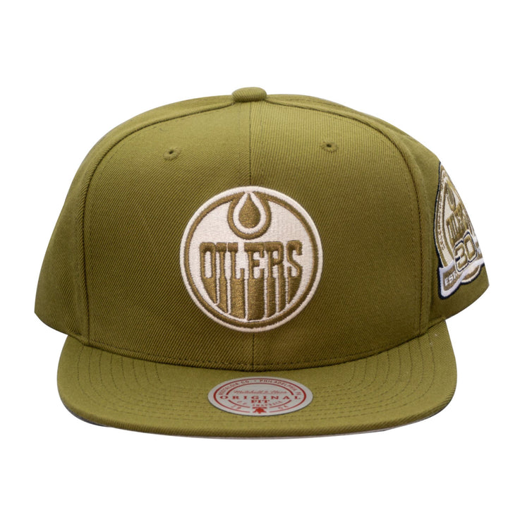 Edmonton Oilers Mitchell & Ness Olive Snapback Hat