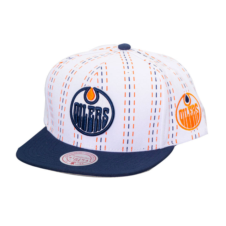 Edmonton Oilers Mitchell & Ness White Triplin Snapback Hat