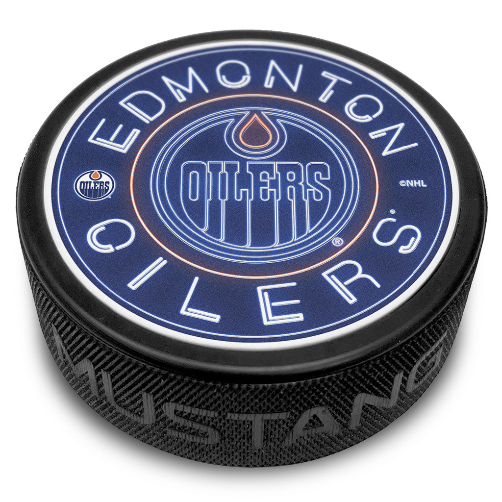 Edmonton Oilers Neon Textured Collector's Puck