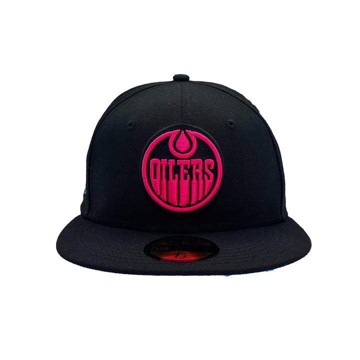 Edmonton Oilers New Era x 22Fresh Black & Pink Neon 59FIFTY Fitted Logo Hat