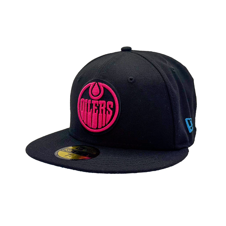 Edmonton Oilers New Era x 22Fresh Black & Pink Neon 59FIFTY Fitted Logo Hat