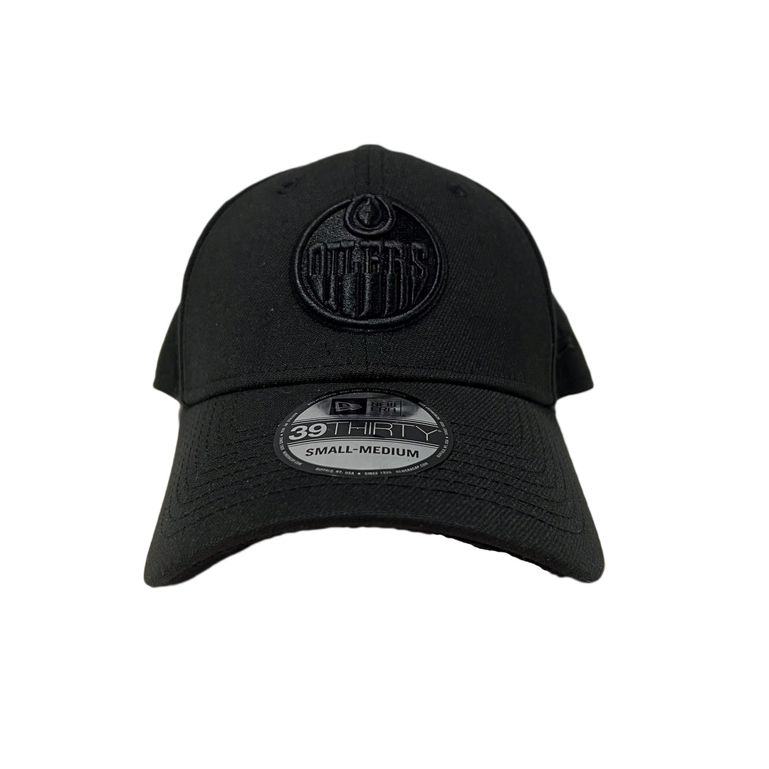Edmonton Oilers New Era Black & Black 39THIRTY Core Classic Flex Hat