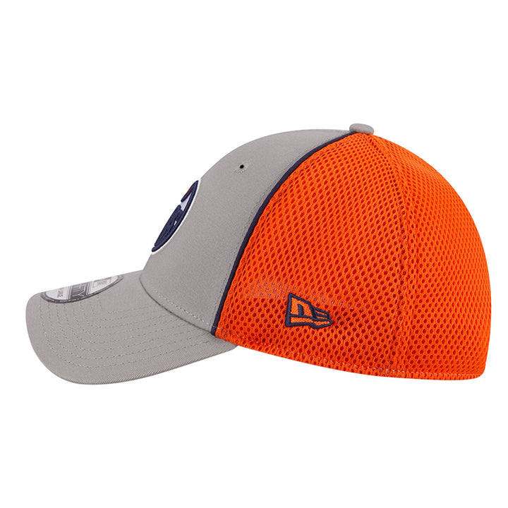 Edmonton Oilers New Era Grey & Orange 39THIRTY Meshback Flex Hat