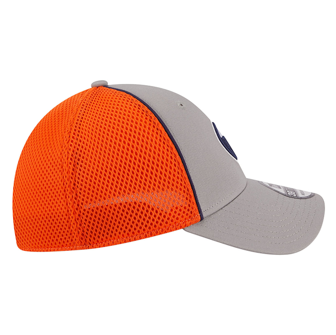 Edmonton Oilers New Era Grey & Orange 39THIRTY Meshback Flex Hat