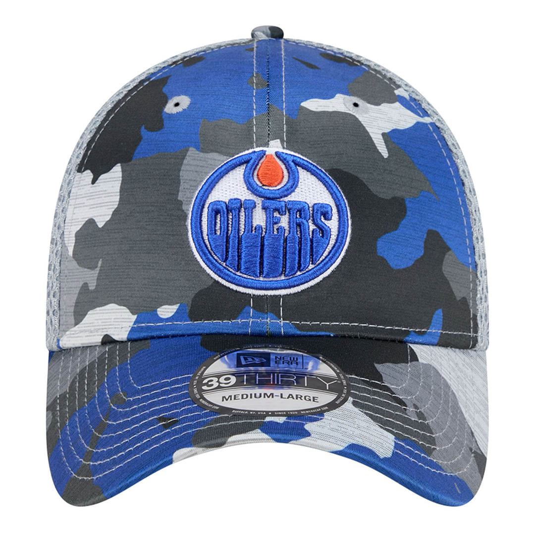 Edmonton Oilers Youth New Era Blue & Grey Camo 39THIRTY Flex Hat