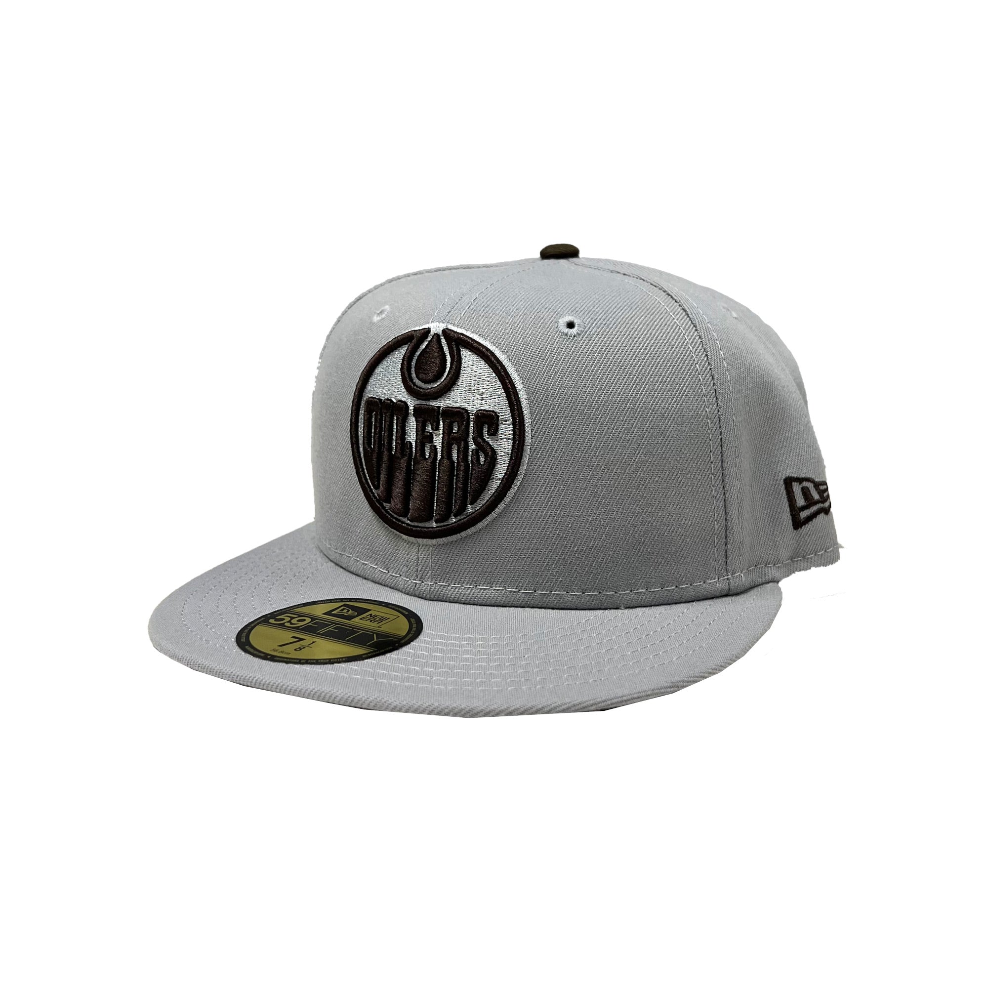 Edmonton Oilers New Era Timber Grey 59FIFTY Fitted Logo Hat ICE