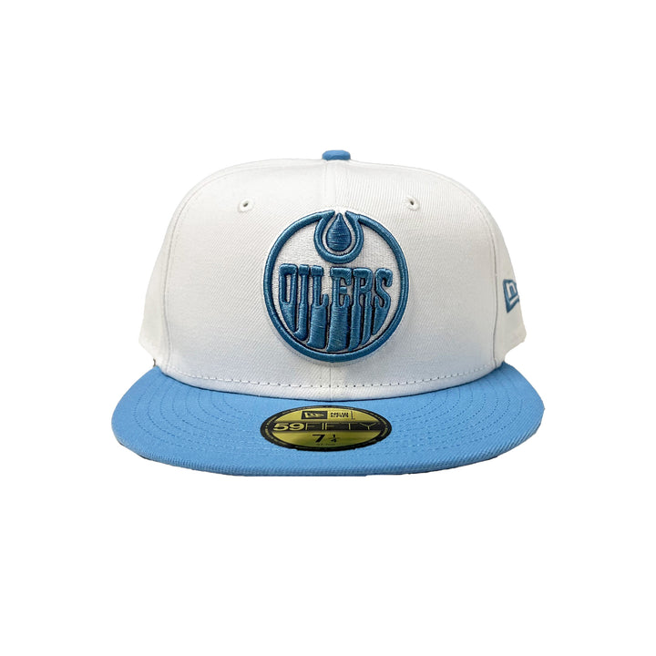 Edmonton Oilers New Era White Sky 59FIFTY Fitted Logo Hat