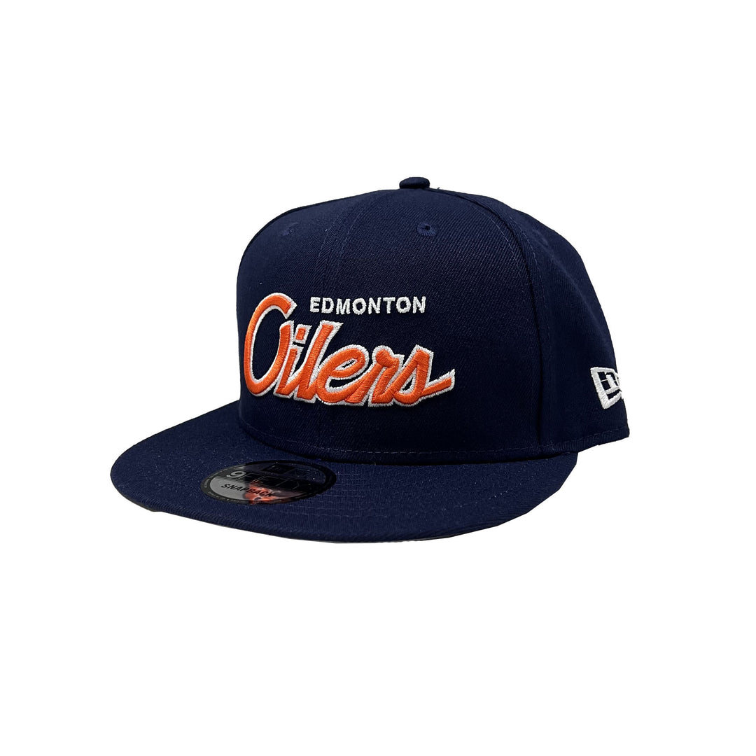 Edmonton Oilers New Era Navy Script 9FIFTY Snapback Hat
