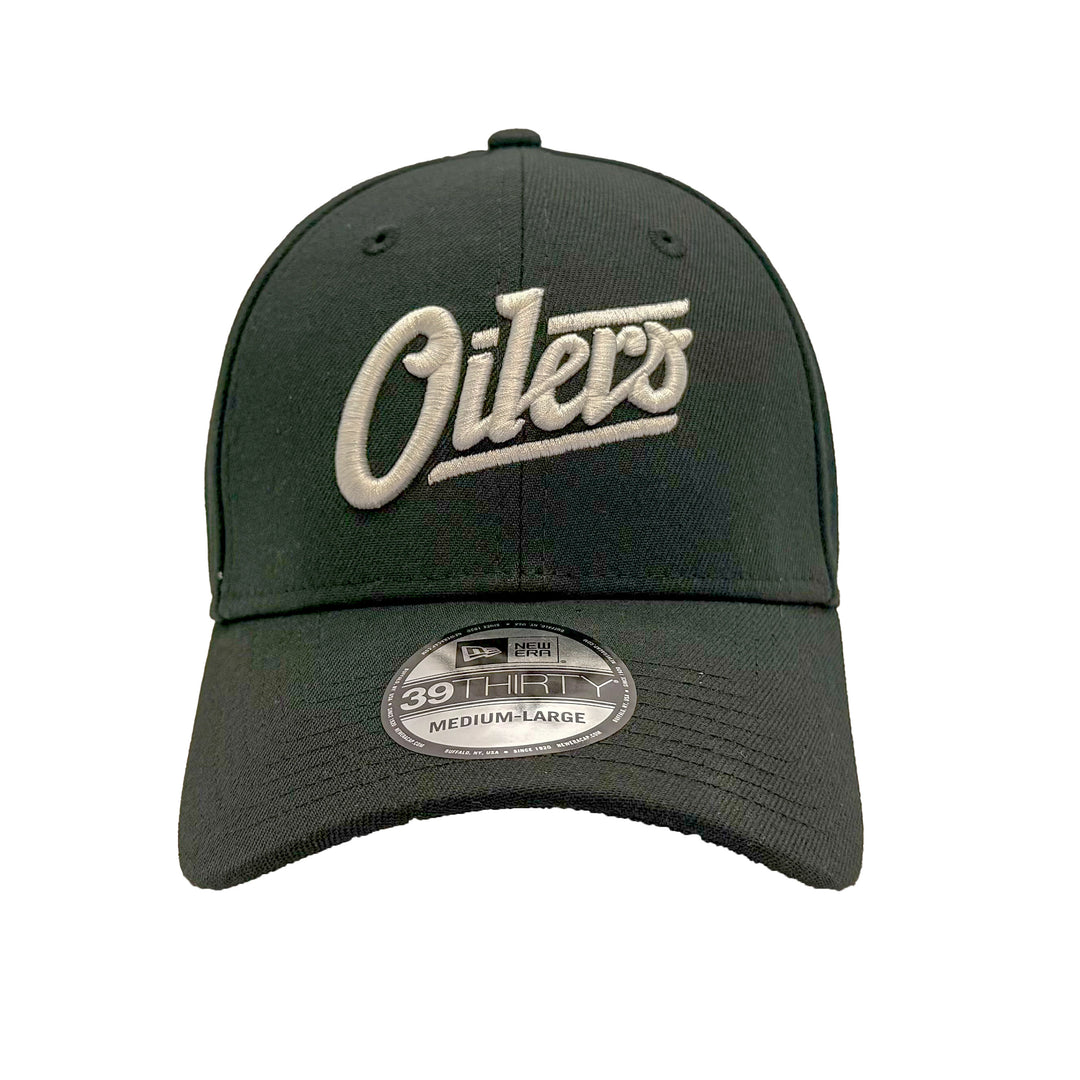 Edmonton Oilers New Era Black Alternate Logo 39THIRTY Flex Hat - White Logo