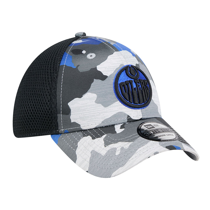 Edmonton Oilers Youth New Era Blue & Black Camo 39THIRTY Flex Hat