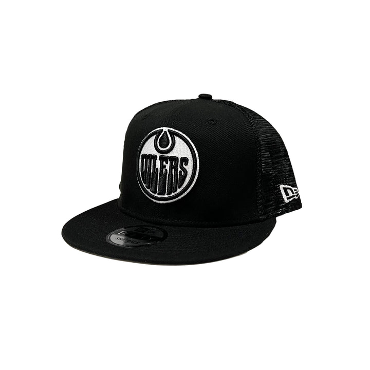 Edmonton Oilers Youth New Era Black 9FIFTY Mesh Snapback Hat