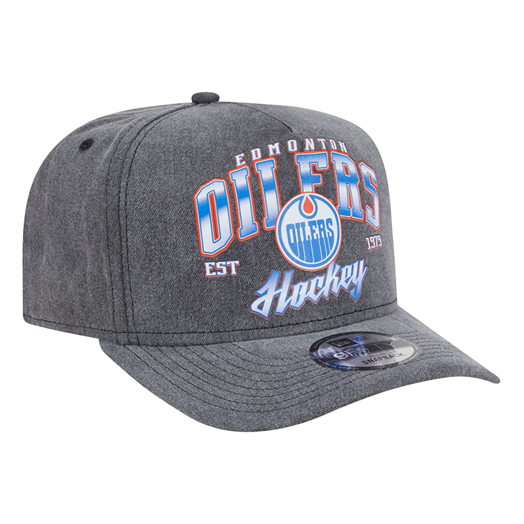Edmonton Oilers New Era Black Washed GOLFER Snapback Hat