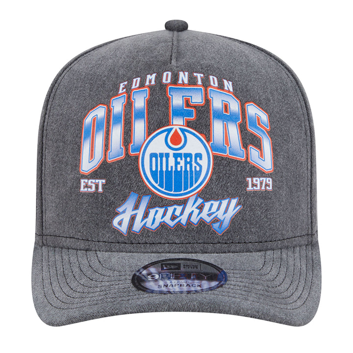 Edmonton Oilers New Era Black Washed GOLFER Snapback Hat