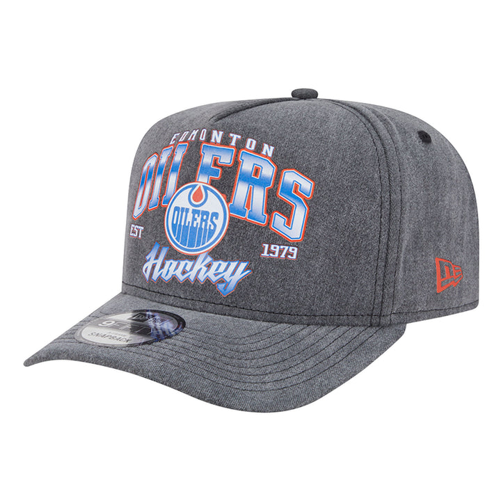 Edmonton Oilers New Era Black Washed GOLFER Snapback Hat
