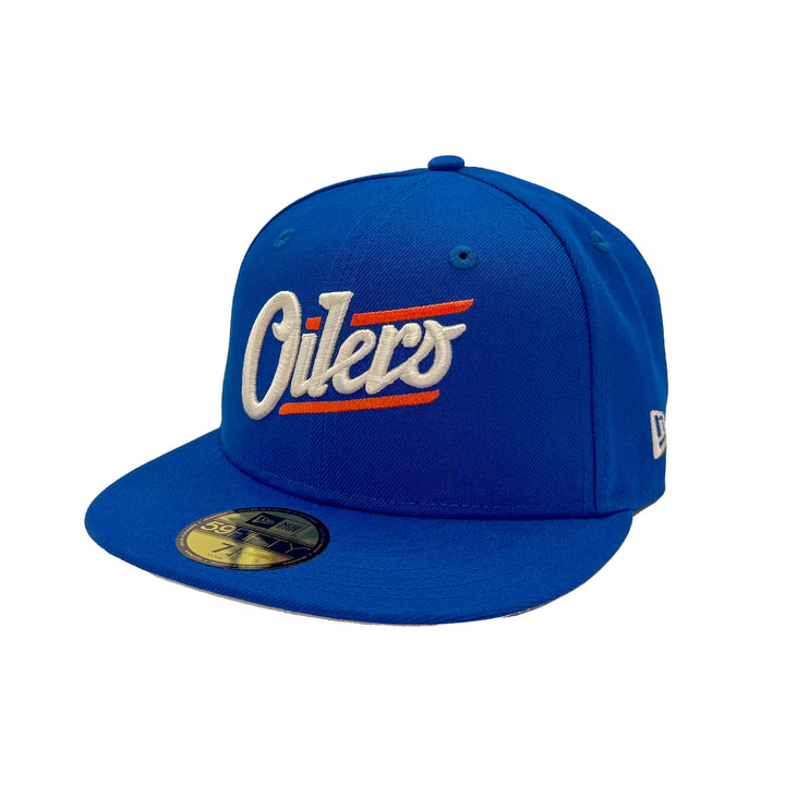 Edmonton Oilers New Era Blue 59FIFTY Alternate Logo Fitted Hat - White/Orange Logo