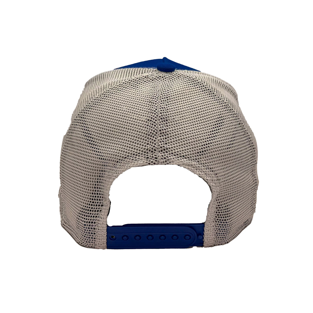 Edmonton Oilers New Era Blue 9FORTY Alternate Logo A-Frame Trucker Adjustable Hat