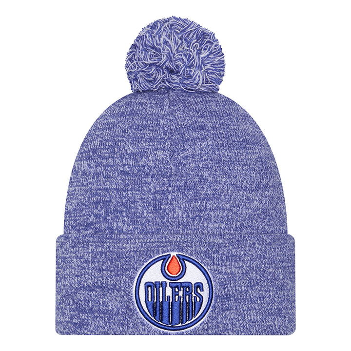 Edmonton Oilers Kids New Era Blue Classic Cuffed Knit Toque w/ Pom