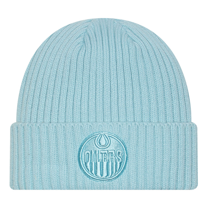 Edmonton Oilers New Era Aqua Blue Monochrome Color Pack Cuffed Knit Toque