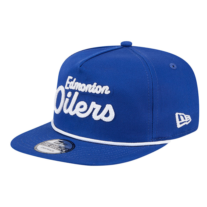 Edmonton Oilers New Era Blue Team Text GOLFER Snapback Hat