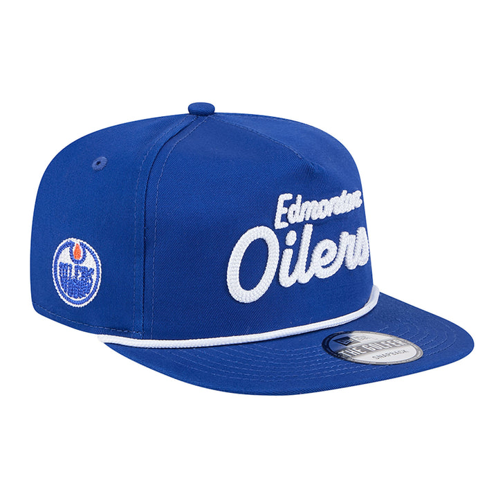 Edmonton Oilers New Era Blue Team Text GOLFER Snapback Hat