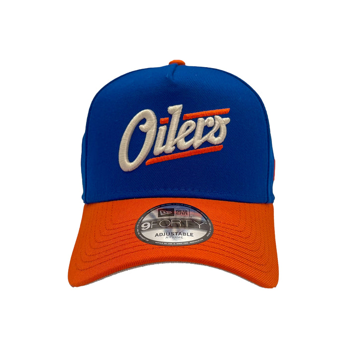 Edmonton Oilers New Era Blue & Orange 9FORTY Alternate Logo A-Frame Adjustable Hat