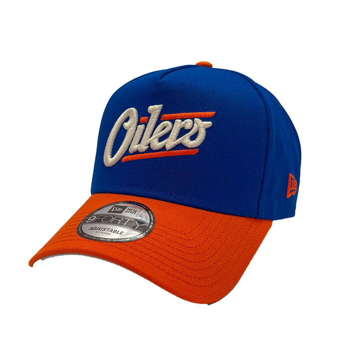 Edmonton Oilers New Era Blue & Orange 9FORTY Alternate Logo A-Frame Adjustable Hat