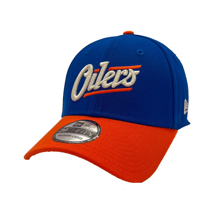 Edmonton Oilers New Era Blue & Orange Alternate Logo 39THIRTY Flex Hat