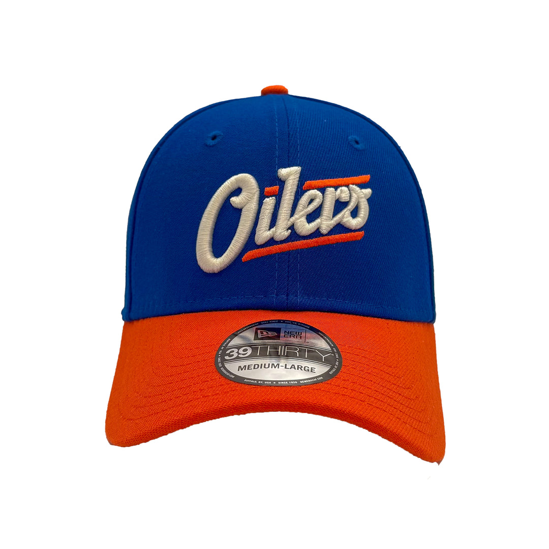Edmonton Oilers New Era Blue & Orange Alternate Logo 39THIRTY Flex Hat