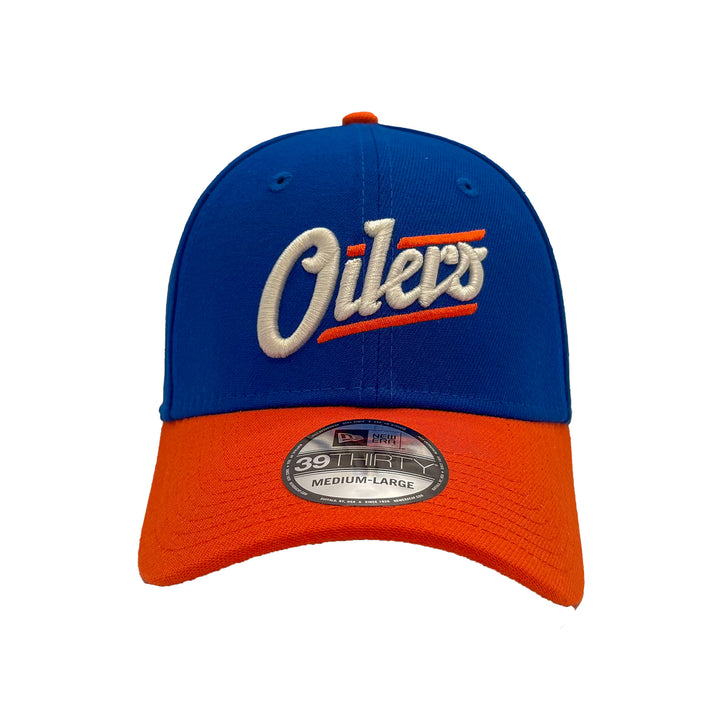 Edmonton Oilers New Era Blue & Orange Alternate Logo 39THIRTY Flex Hat