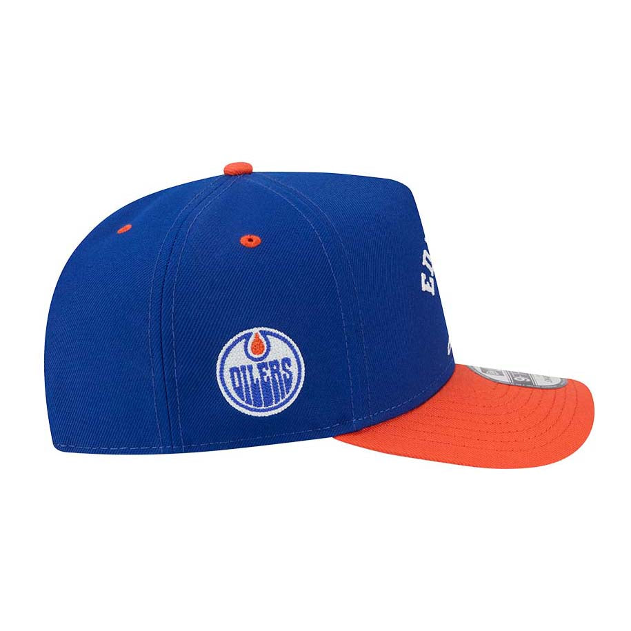 Edmonton Oilers New Era Blue & Orange Embroidery 9FIFTY A-Frame Snapback Hat