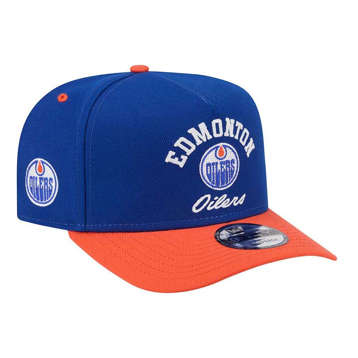 Edmonton Oilers New Era Blue & Orange Embroidery 9FIFTY A-Frame Snapback Hat