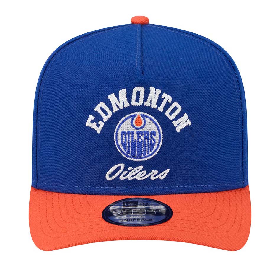 Edmonton Oilers New Era Blue & Orange Embroidery 9FIFTY A-Frame Snapback Hat