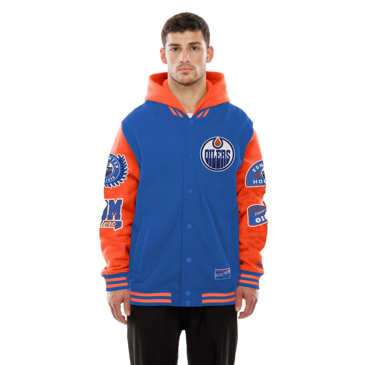 Edmonton Oilers New Era Blue & Orange Full-Snap Jacket