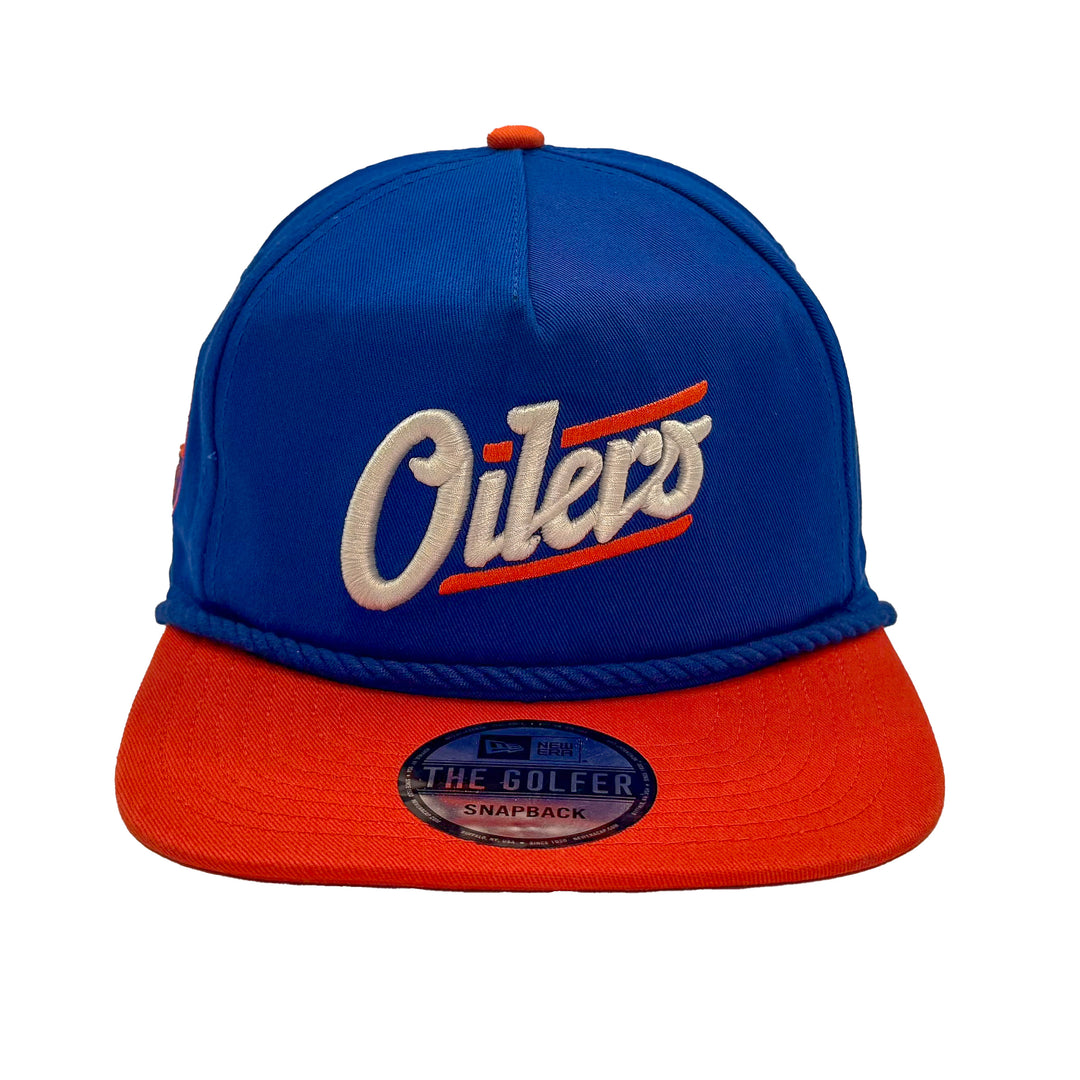 Edmonton Oilers New Era Blue & Orange GOLFER Alternate Logo Snapback Hat
