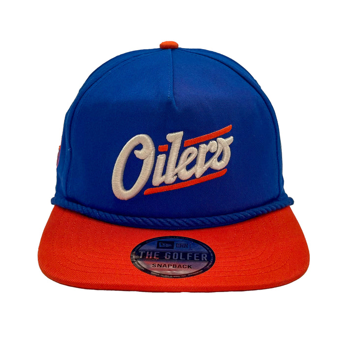 Edmonton Oilers New Era Blue & Orange GOLFER Alternate Logo Snapback Hat