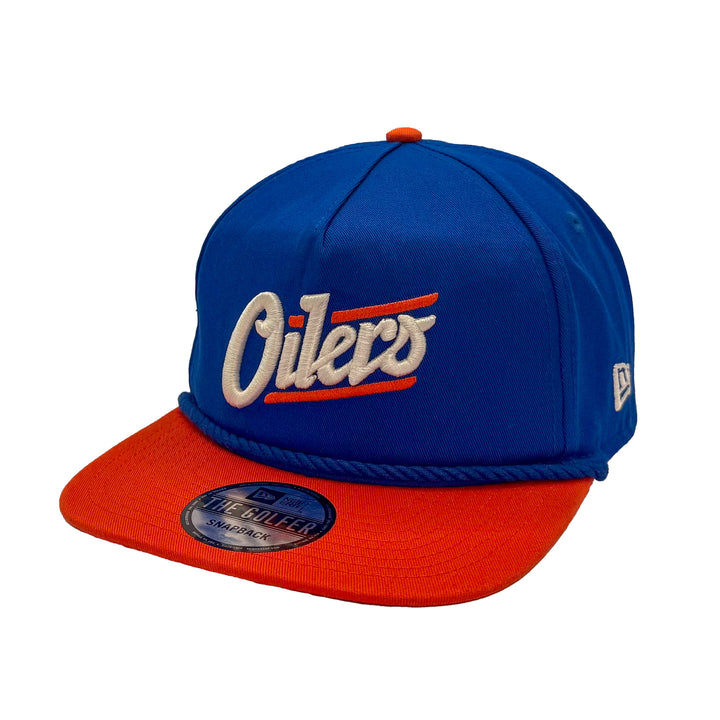 Edmonton Oilers New Era Blue & Orange GOLFER Alternate Logo Snapback Hat