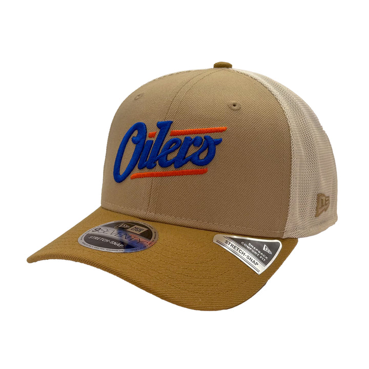 Edmonton Oilers New Era Brown 9SEVENTY Alternate Logo Trucker Stretch Snapback Hat