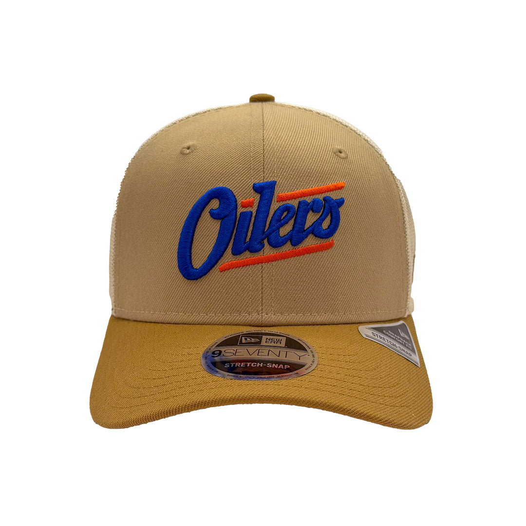 Edmonton Oilers New Era Brown 9SEVENTY Alternate Logo Trucker Stretch Snapback Hat