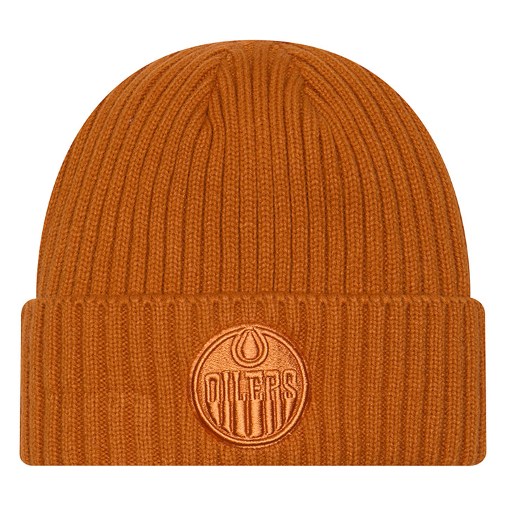 Edmonton Oilers Kids New Era Brown Monochrome Color Pack Cuffed Knit Toque
