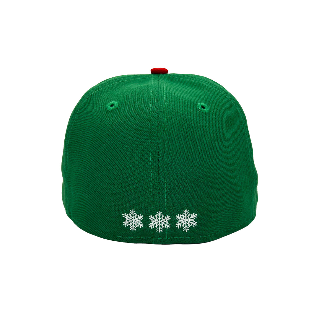 Edmonton Oilers New Era Green & Red Holiday Snowflake 59FIFTY Fitted Hat