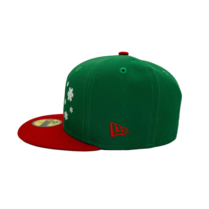 Edmonton Oilers New Era Green & Red Holiday Snowflake 59FIFTY Fitted Hat