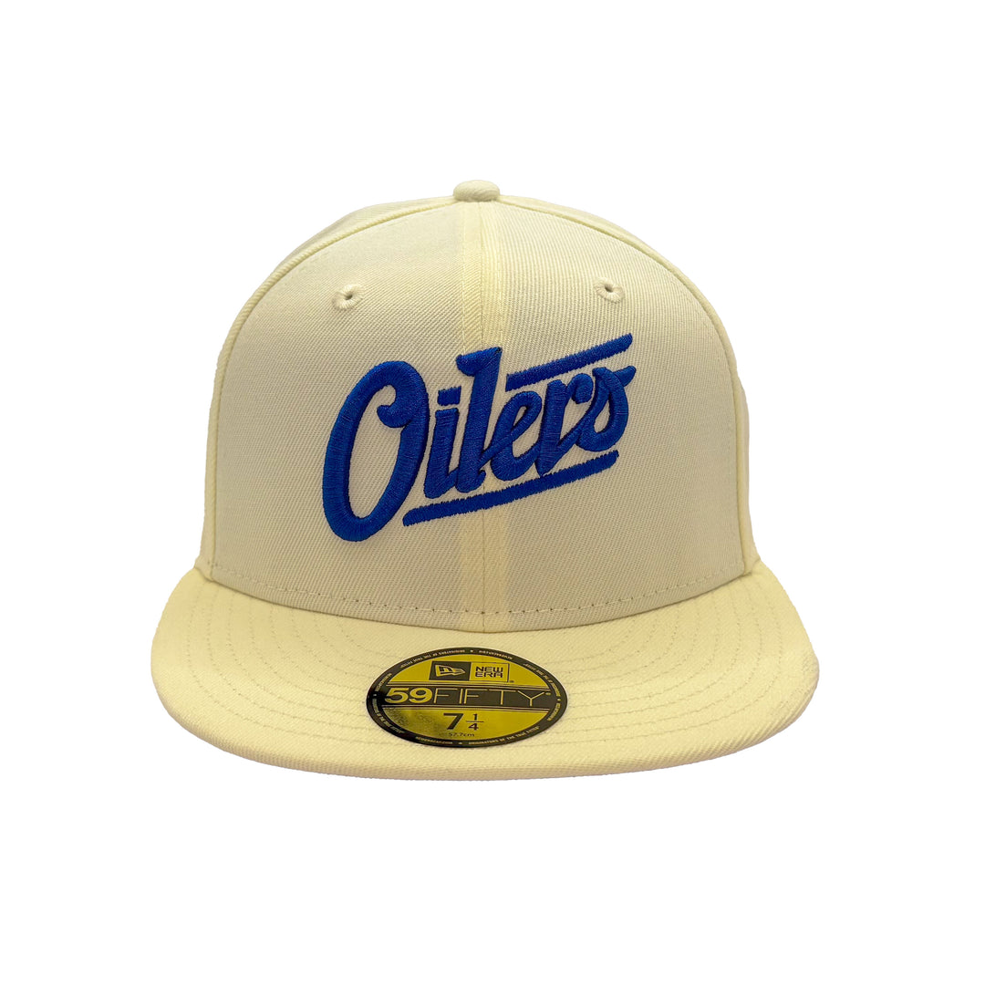 Edmonton Oilers New Era Chrome 59FIFTY Alternate Logo Fitted Hat - Blue Logo