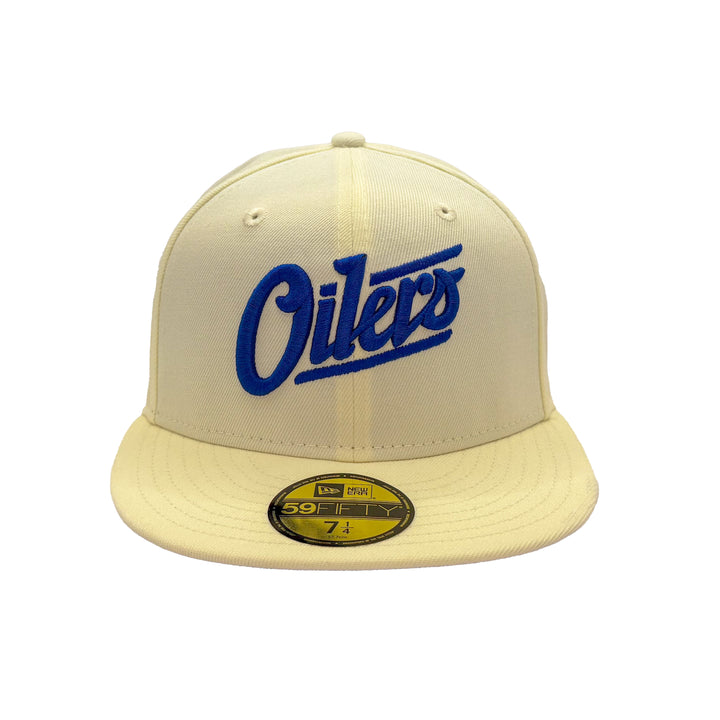Edmonton Oilers New Era Chrome 59FIFTY Alternate Logo Fitted Hat - Blue Logo